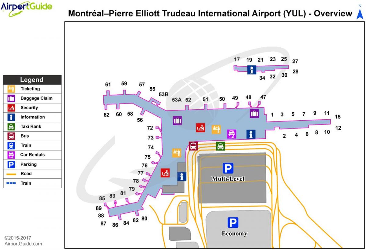 Mappa del terminal dell'aeroporto di Montreal